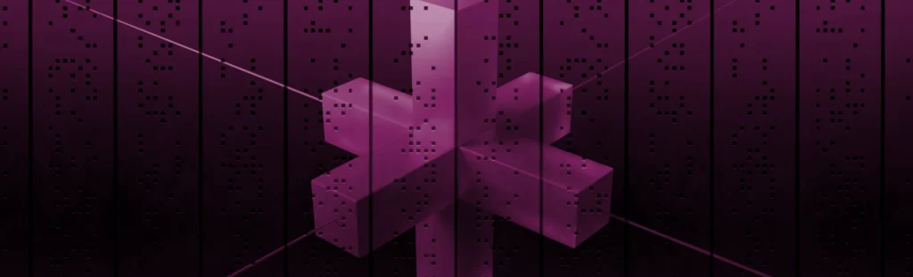 Abstract purple geometric design symbolizing ethical AI and fair work